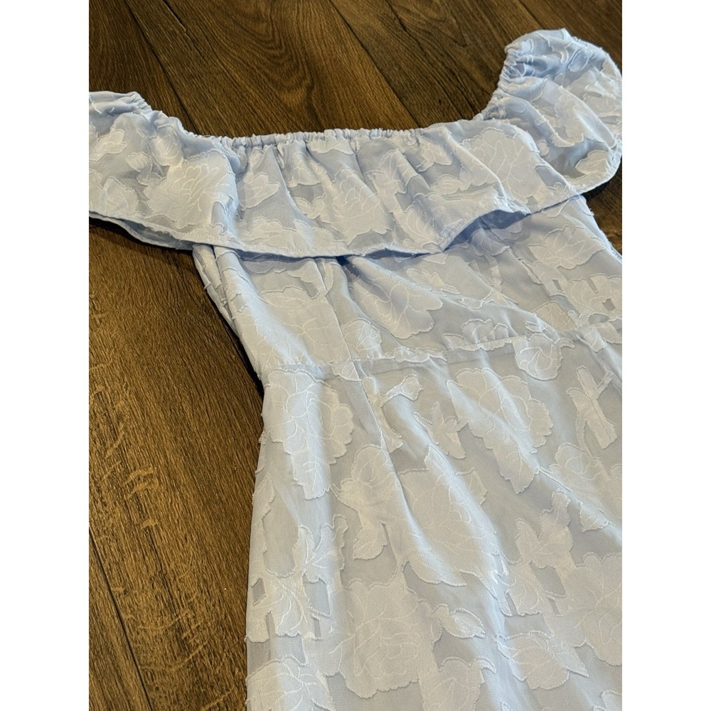 Koko + Mason Off Shoulder Blue Floral Midi Dress Women Medium M‎ NWT - Picture 2 of 3